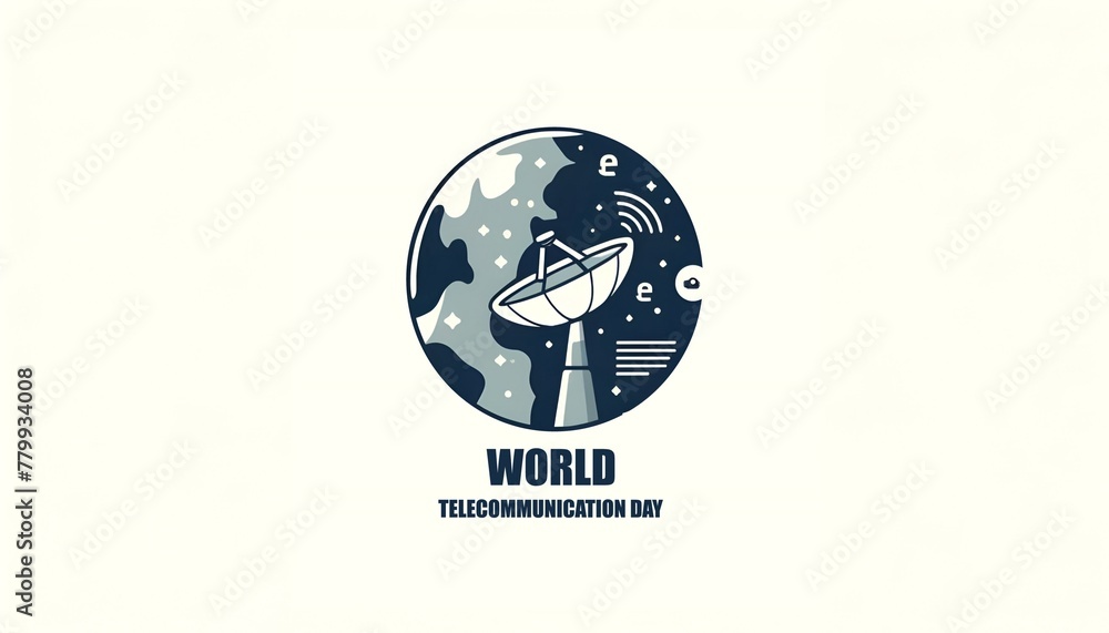 Illustration of globe with a satellite dish for world telecommunication day