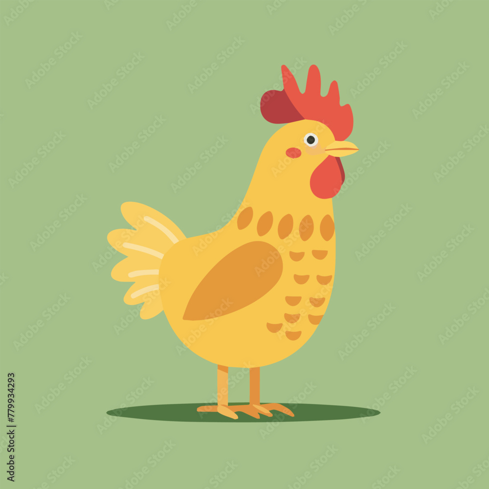 Illustration of a chicken on a green background. Illustration of a chicken on a green background.