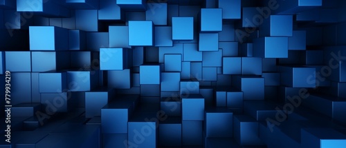 abstract dark blue squares background  3d render