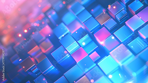 abstract light digital background ,Texture background with random 3d multicolored cubic metal boxes ,A colorful image of blocks with a blue and pink background 