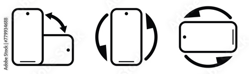 mobile screen rotation icon set. device rotate symbol for apps and website, transparent vector illustration.	 photo