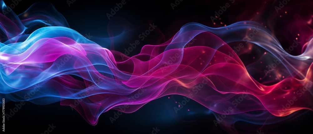 blue and magenta light streaks isolated on black background
