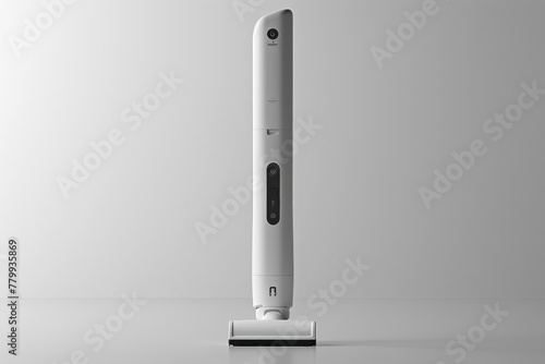 Modern sleek cordless handheld vacuum cleaner on display with a minimalistic design