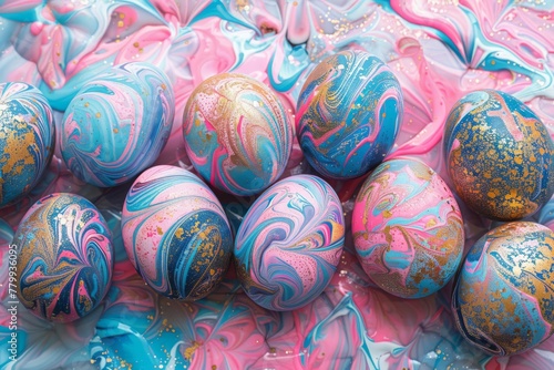 Easter eggs with abstract patterns. Pysanka. Abstract easter dyed eggs. Easter 2024 illustration