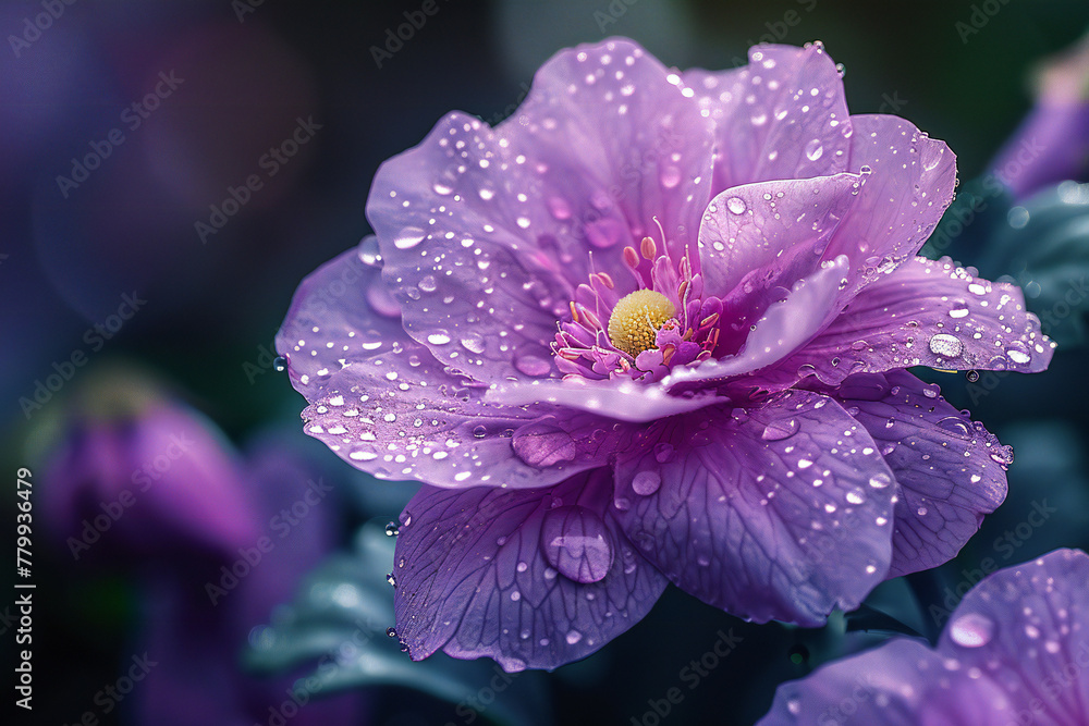macro shot of a flower with water drops