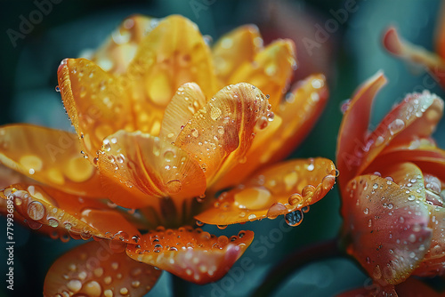macro shot of a flower with water drops