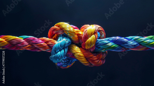 Colorful Knotted Ropes Symbolizing Unity and Strength photo