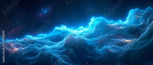 electric blue waves from deep space, dark background