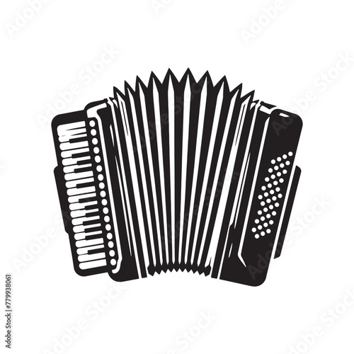 Musical Geometry: Captivating Silhouette of Accordion Instrument, Crafted with Precision in Illustration and Vector, Accordion Illustration - Minimallest Accordion Vector