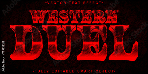 Red Western Duel Vector Fully Editable Smart Object Text Effect