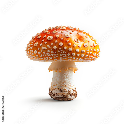 Close Up of Mushroom on White Background. Generative AI