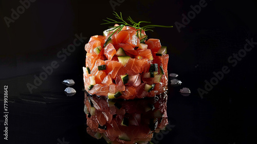 Delicious tartar of fresh salmon 