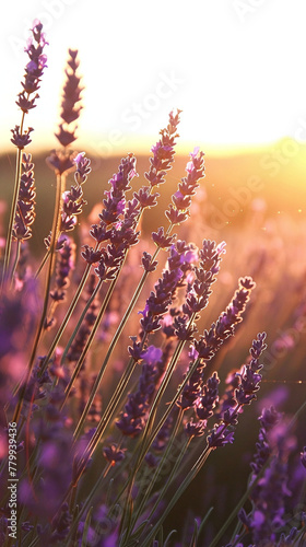 Tranquil Lavender Field Bathed in Sunset © Manuel