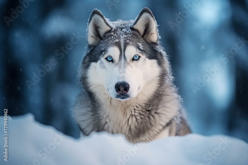 Friendly Siberian husky animal. Nature wolf. Generate Ai