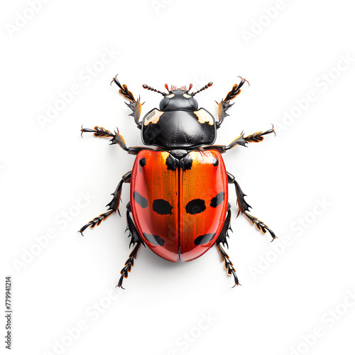 Black and Orange Beetle on White Background. Generative AI © jul_photolover