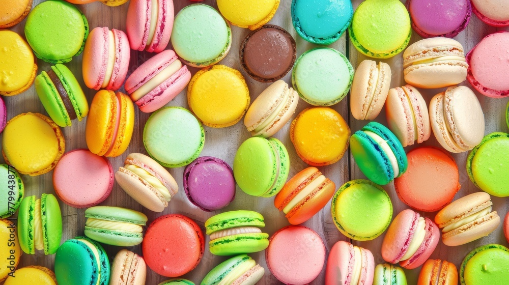 Colorful macarons arrangement close-up texture background Colorful macarons arrangement close-up texture background