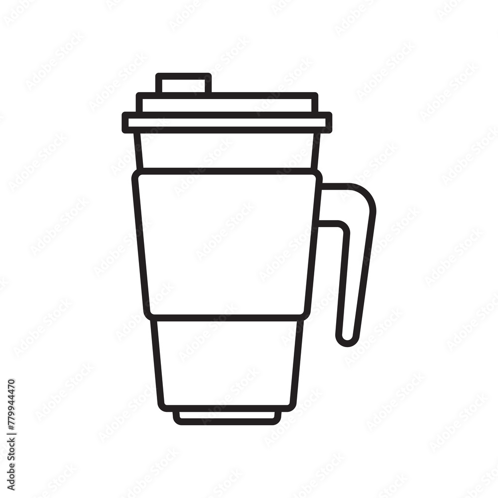 Thermo cup icon. Outline illustration of thermo cup icon for web design isolated on white background