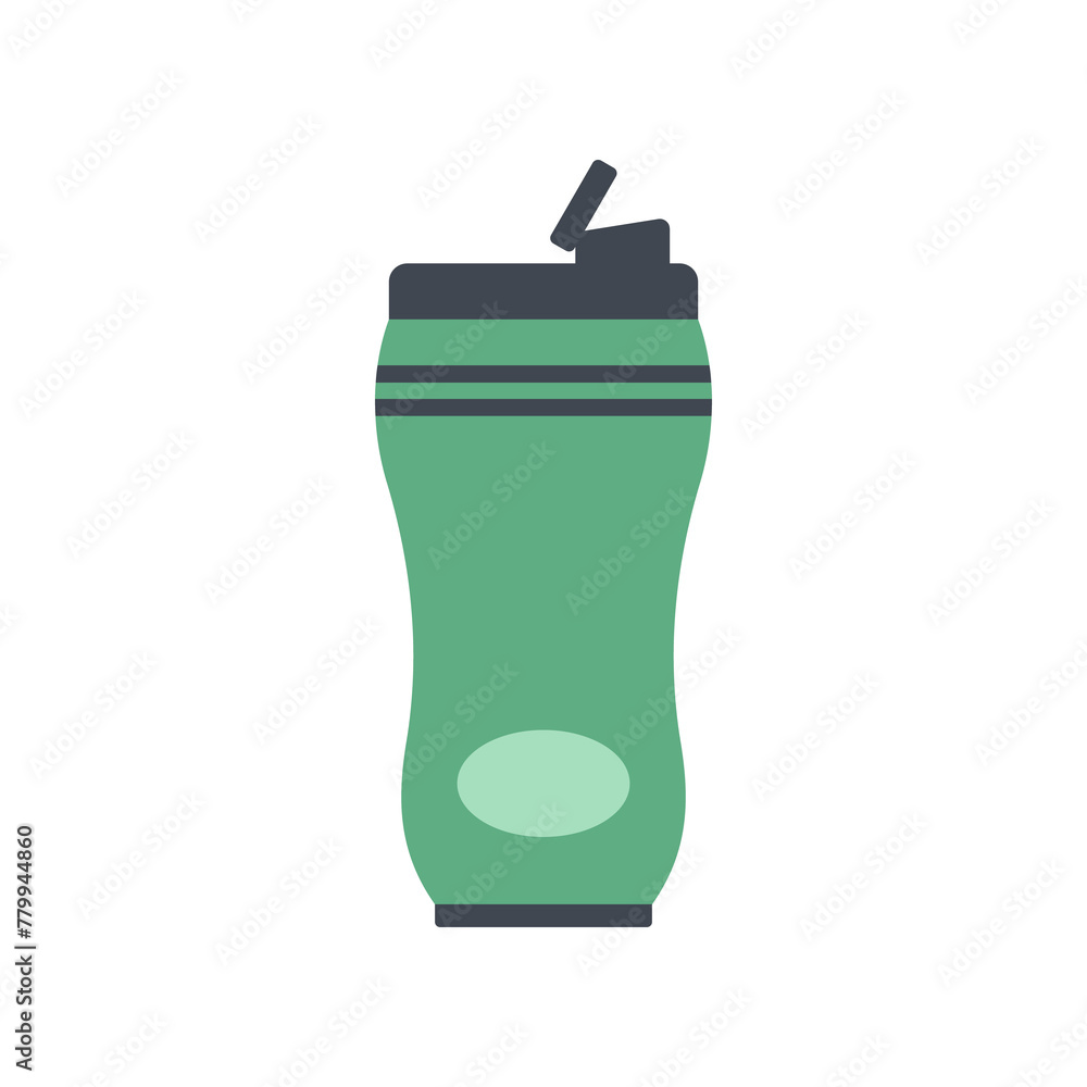 Environment thermo cup icon flat vector. Coffee bottle. Travel flask Environment thermo cup icon flat vector. Coffee bottle. Travel flask