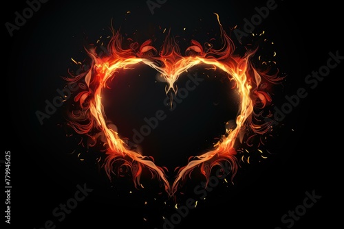 Elegant Heart flame frame simple. Beauty color. Generate Ai