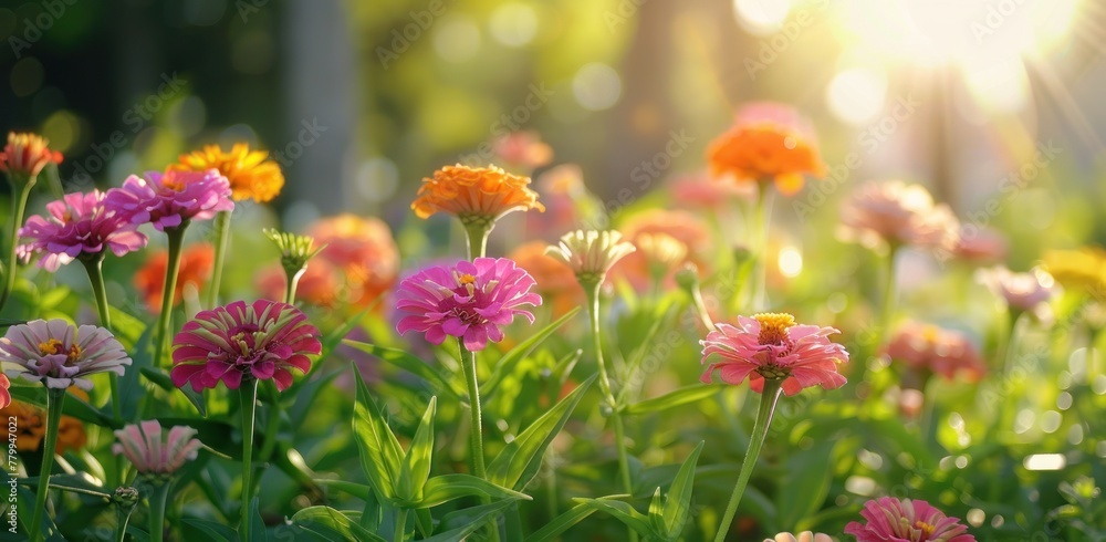 Sun-kissed Zinnia Elegance: A Vivid Symphony of Summer Blooms - Generative AI Sun-kissed Zinnia Elegance: A Vivid Symphony of Summer Blooms - Generative AI