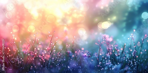 Morning Dew on Spring Wildflowers  A Pastel Dreamland - Generative AI