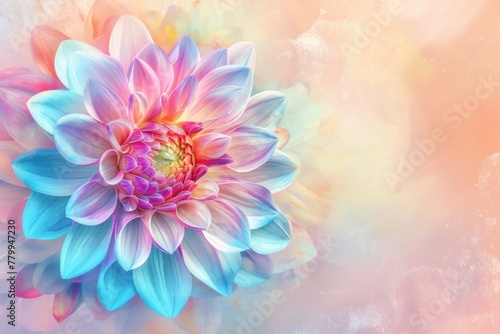 Pastel Perfection: Radiant Dahlia Bloom Against Soft Bokeh - Generative AI © Gelpi