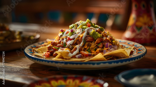 Delicious Loaded Nachos with Guacamole  Salsa  and Melted Cheese