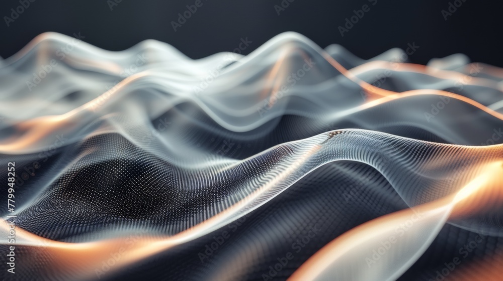 A close up of a wave pattern on top of some black and white background, AI