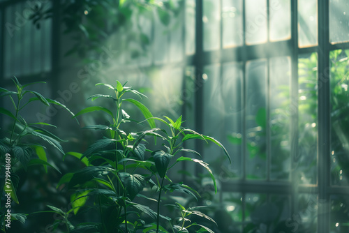 Young plants in a greenhouse