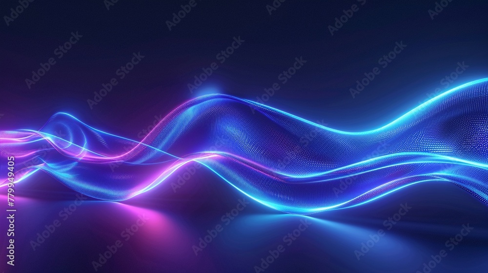 Fototapeta premium Smooth blue gradient, abstract digital background, technology curve, neon essence