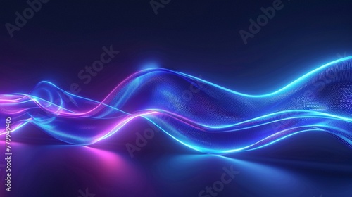 Smooth blue gradient, abstract digital background, technology curve, neon essence photo