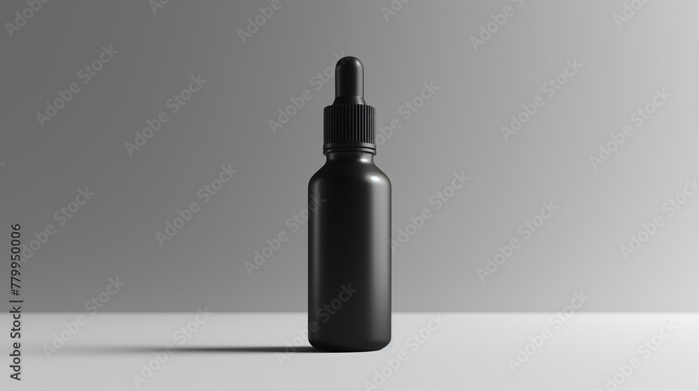 Elegant Black Dropper Bottle on a Textured Surface Elegant Black Dropper Bottle on a Textured Surface