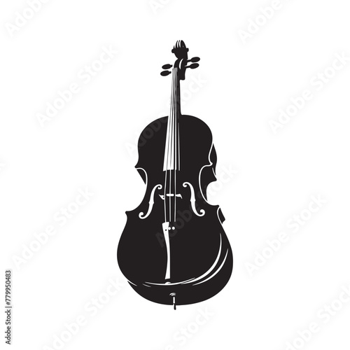 Artistic Resonance: Intricate Cello Silhouette, Embellished with Minimalist Vector Detailing, Cello Illustration - Minimallest Cello Vector
