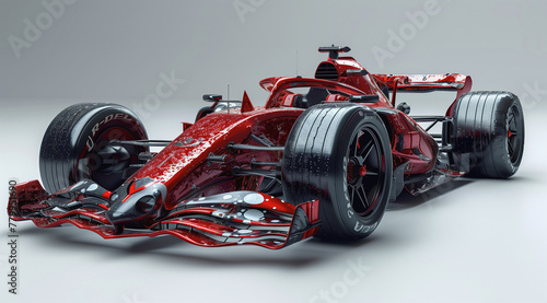 3D Render of Red Racing Car on White Backdrop