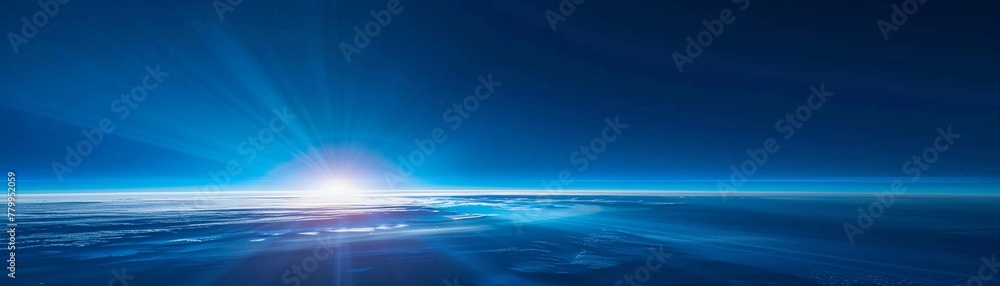 Blue gradient, abstract technology scene, digital horizon, light beam effect Blue gradient, abstract technology scene, digital horizon, light beam effect