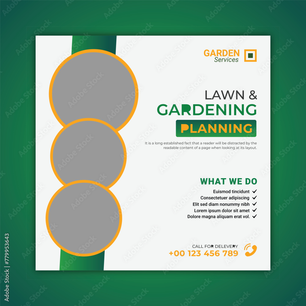 Lawn or gardening service social media post and web banner template. Lawn care or gardening landscaping service bundle Instagram post Lawn or gardening service social media post and web banner template. Lawn care or gardening landscaping service bundle Instagram post
