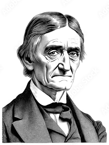 Philosophical Luminary Ralph Waldo Emerson Timeless Portrait, generative AI