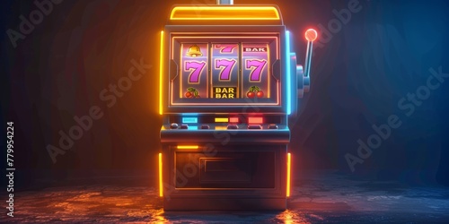 front view of a slot machine in a simple and clean design. 3D game element from multiple angles, game  photo