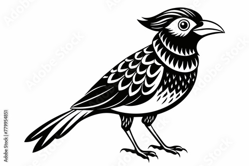Lineated barbet vector with white background.