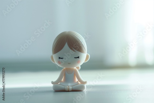 Pilates workout, yoga, plastic toy on white background