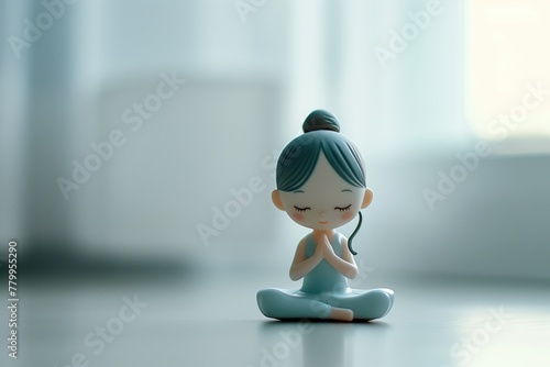 Pilates workout, yoga, plastic toy on white background