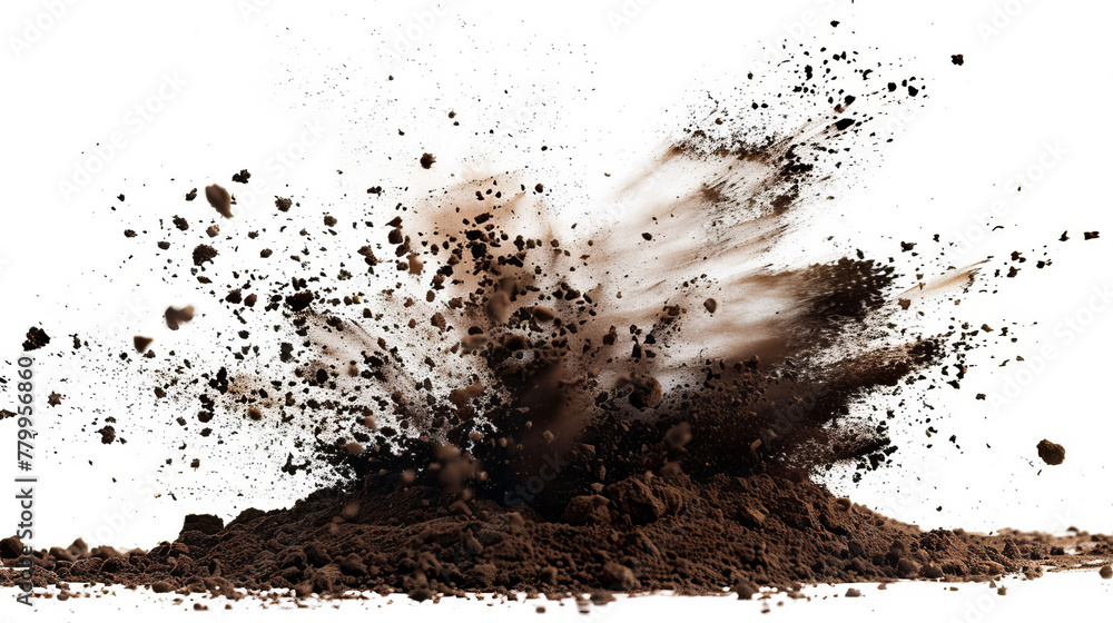 Dry black soil explosion  - obrazy, fototapety, plakaty 