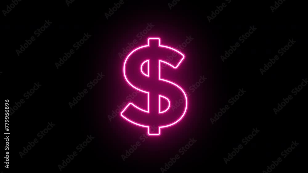 Neon dollar icon animation, slow blink. Glowing neon dollar sign, looped slow flashing animation. Money cash, digital currency market, USD, bank business, finance. Pink, red, purple colors Neon dollar icon animation, slow blink. Glowing neon dollar sign, looped slow flashing animation. Money cash, digital currency market, USD, bank business, finance. Pink, red, purple colors