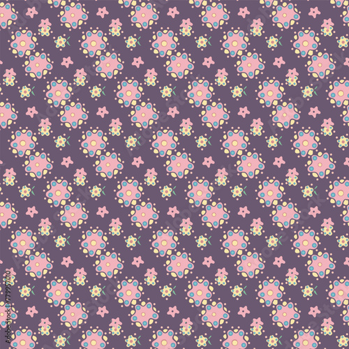 Seamless flowewrs and leaves pattern. Vector illustration