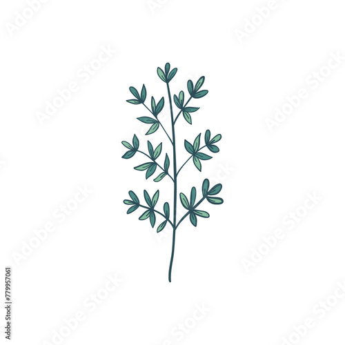 Green curved sprout with silhouette leaf. Icon Isolated on white.