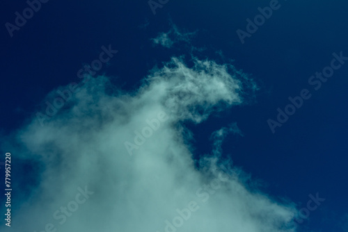 Blue sky, white clouds. Minimalist picture. Andes Mountains, Cerro las Nubes, Mount of the Clouds, in Jerico, Jericó, Antioquia, Colombia.