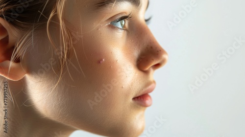 Close-up Profile of Serene Young Woman