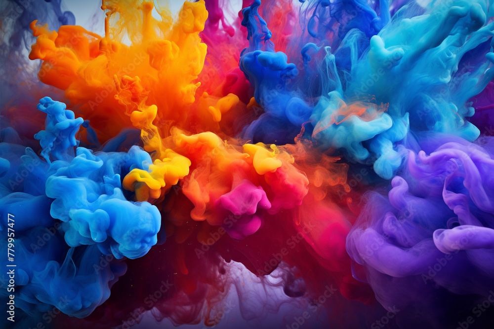 An intriguing abstract backdrop captured in high definition, showcasing two different colors of oily, vivid paint splashes that create a mesmerizing and ethereal atmosphere.