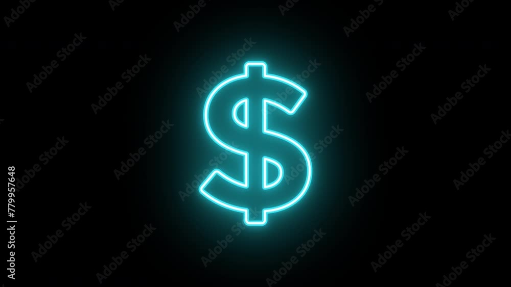 Neon dollar icon animation, slow blink. Glowing neon dollar sign, looped slow flashing animation. Money cash, digital currency market, USD, bank business, finance. Azure, violet, blue colors Neon dollar icon animation, slow blink. Glowing neon dollar sign, looped slow flashing animation. Money cash, digital currency market, USD, bank business, finance. Azure, violet, blue colors