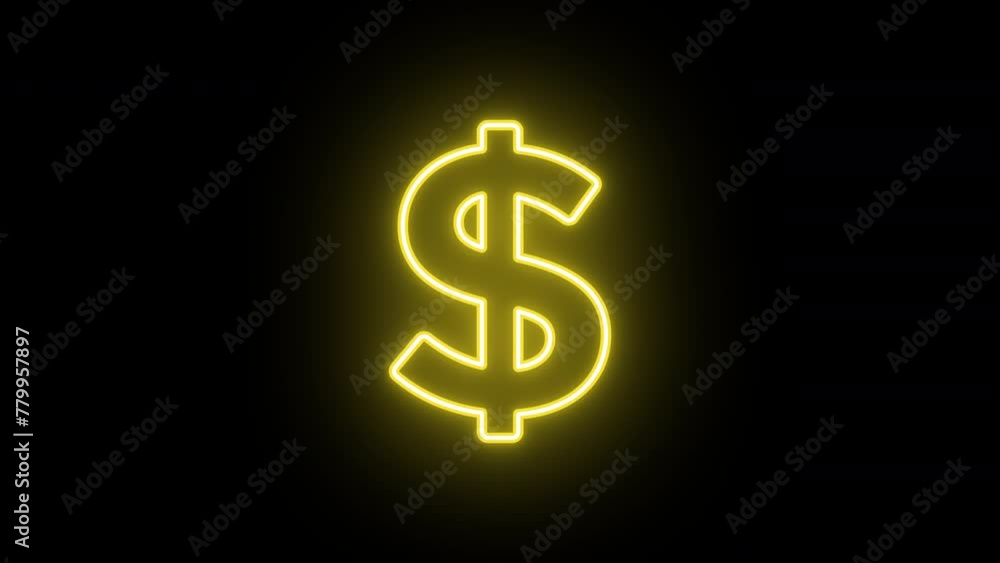 Neon dollar icon animation, slow blink. Glowing neon dollar sign, looped slow flashing animation. Money cash, digital currency market, USD, bank business, finance. Yellow, green, orange colors Neon dollar icon animation, slow blink. Glowing neon dollar sign, looped slow flashing animation. Money cash, digital currency market, USD, bank business, finance. Yellow, green, orange colors